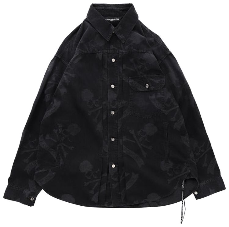 Mastermind World Aloha Denim Long Sleeve Shirt Black