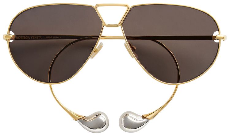 Bottega Veneta Drop Aviator Sunglasses GoldGrey