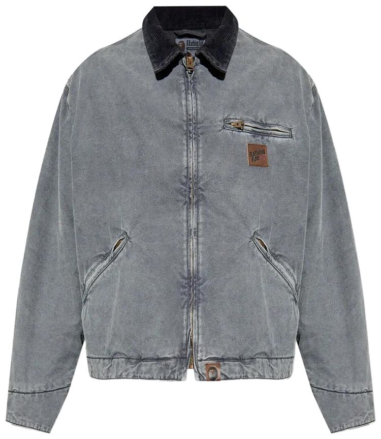 BAPE Line Camo Jacquard Garment Dyed Padded Work Jacket Charcoal