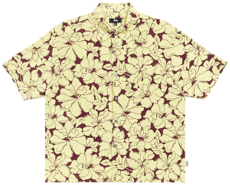 Stussy Floral Hawaiian Shirt Lime