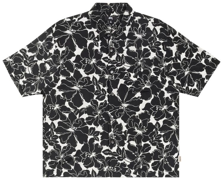 Stussy Floral Hawaiian Shirt Black