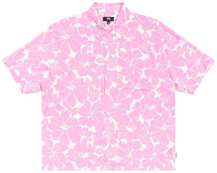 Stussy Floral Hawaiian Shirt Pink
