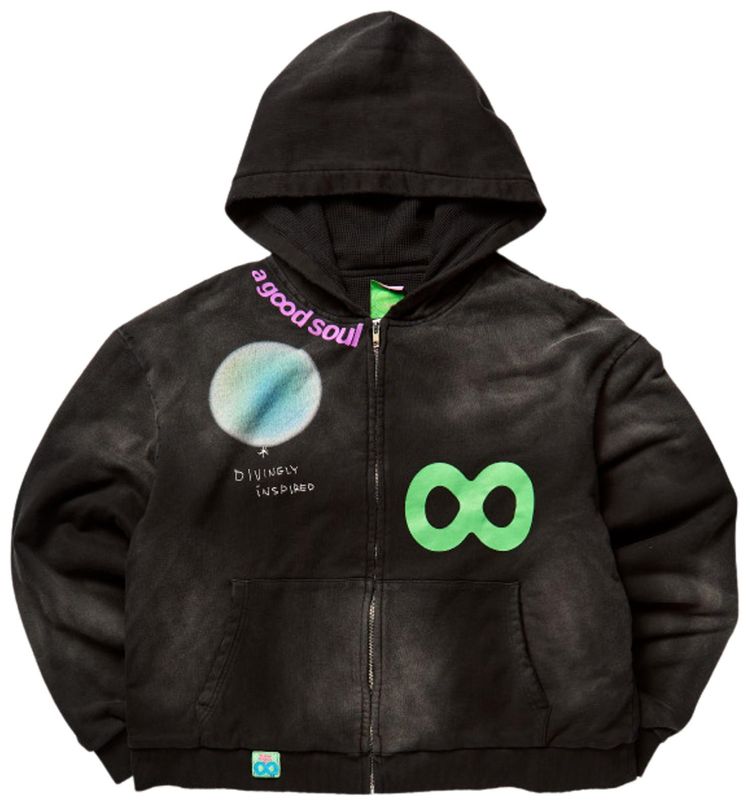 A Good Soul Disguised Divine Zip Up Hoodie Faded Black