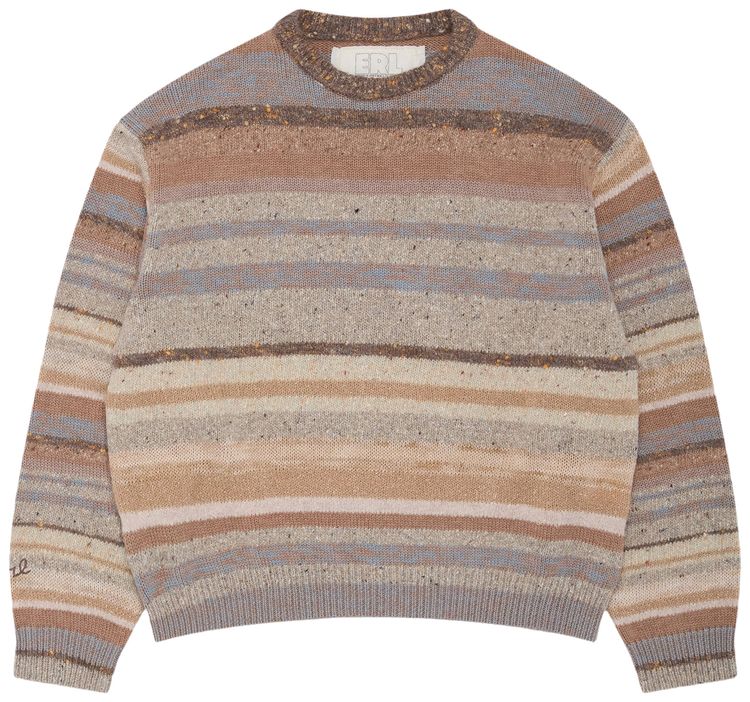 ERL Striped Crewneck Sweater Knit Brown