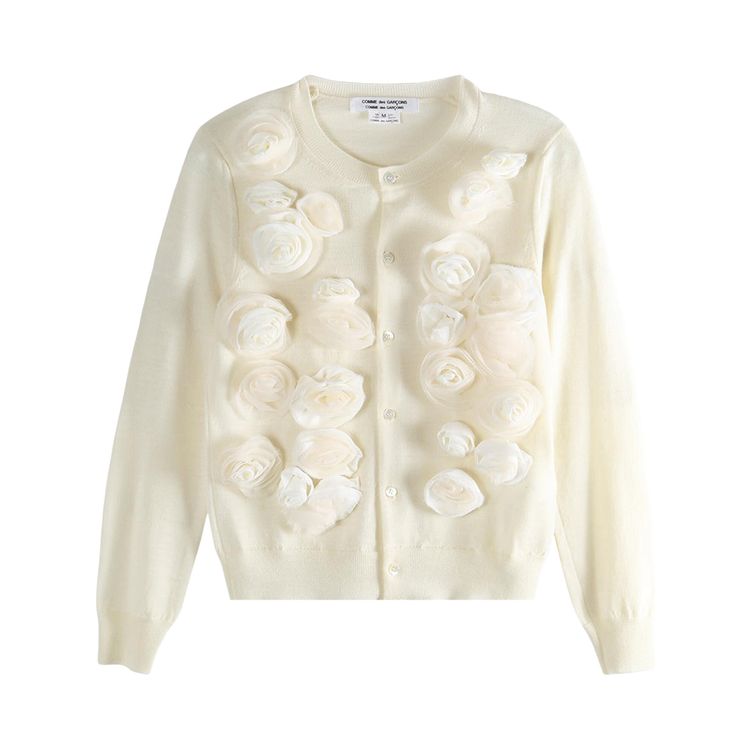 Comme des Garcons Rose Detail Cardigan Off White