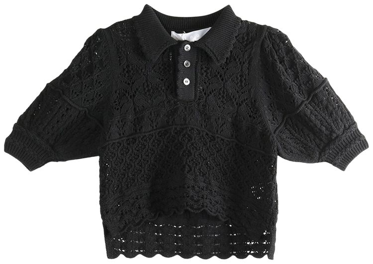 Tao Comme des Garcons Cropped Openwork Sweater Black