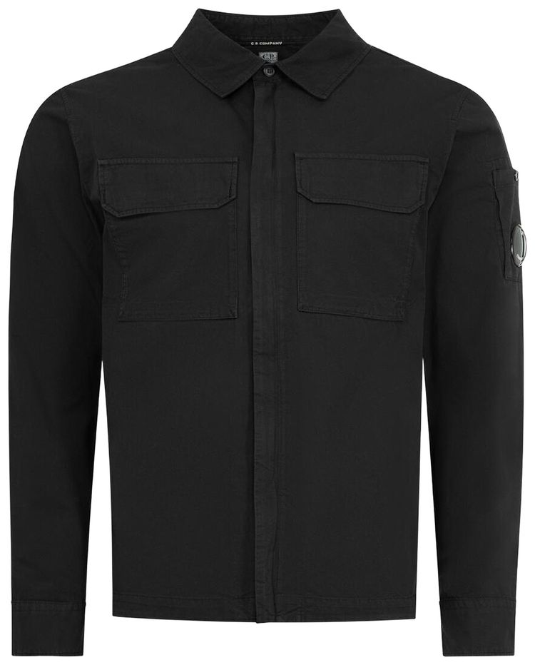 CP Company Organic Gabardine Zipped Lens Overshirt Black
