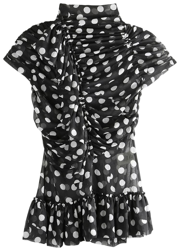 Dries Van Noten Cut Polka Dot Print Shirt Black