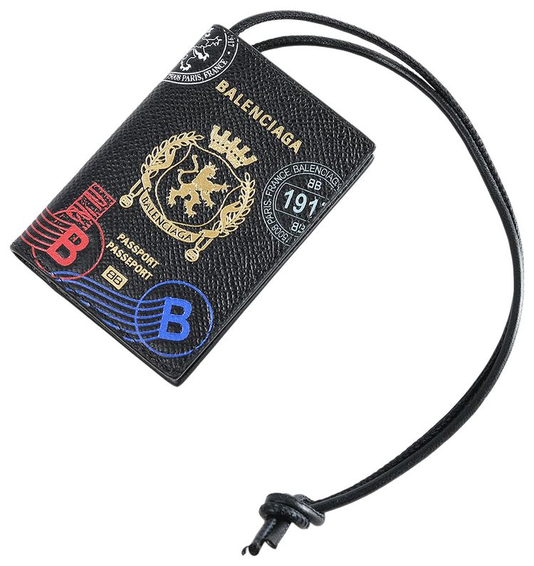 Balenciaga Passport Card Holder BlackMulticolor