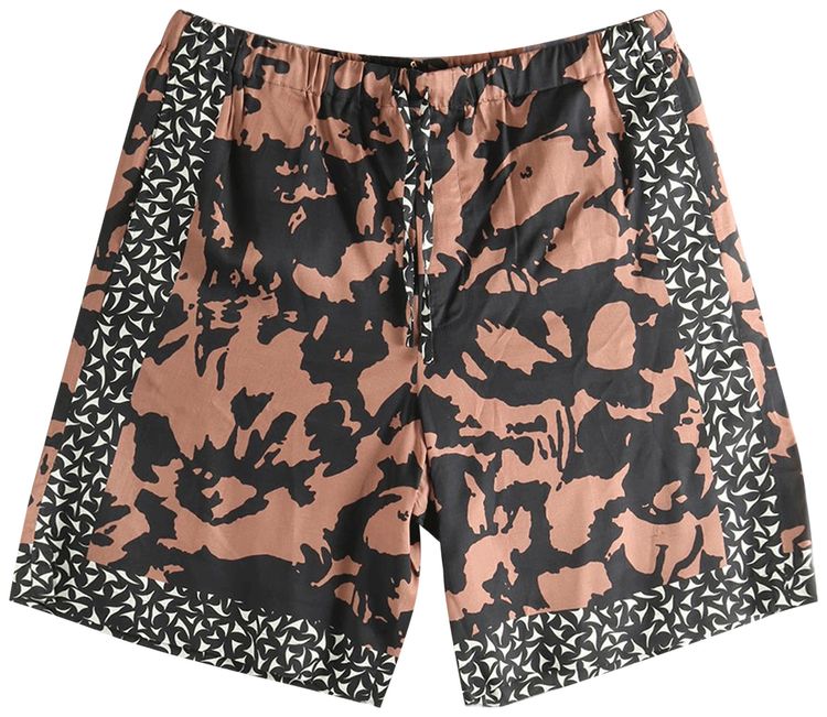 Dries Van Noten Abstract Flower Placed Border Print Pants Old Rose