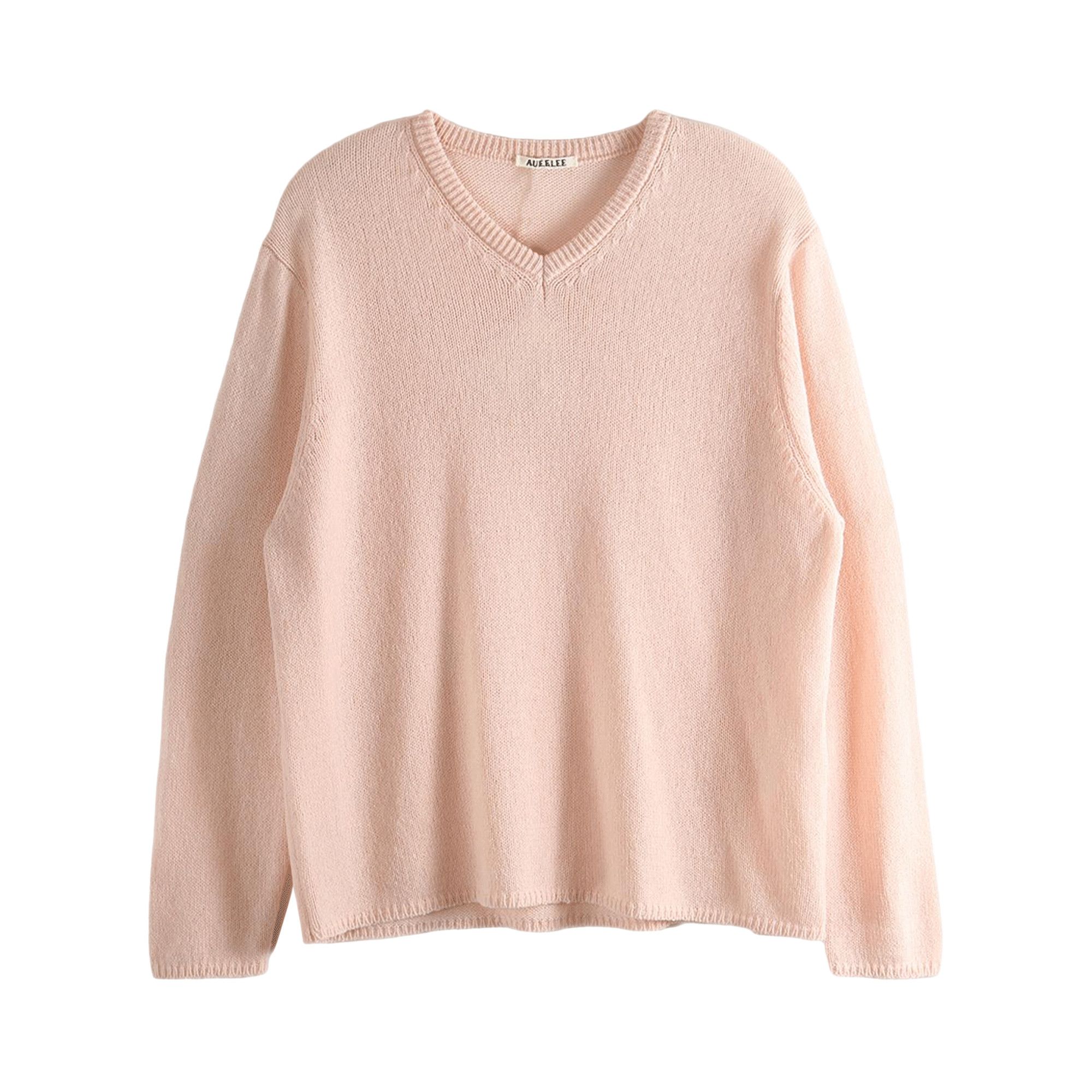 Buy Auralee Summer Cashmere Knit V-Neck Pullover 'Light Pink