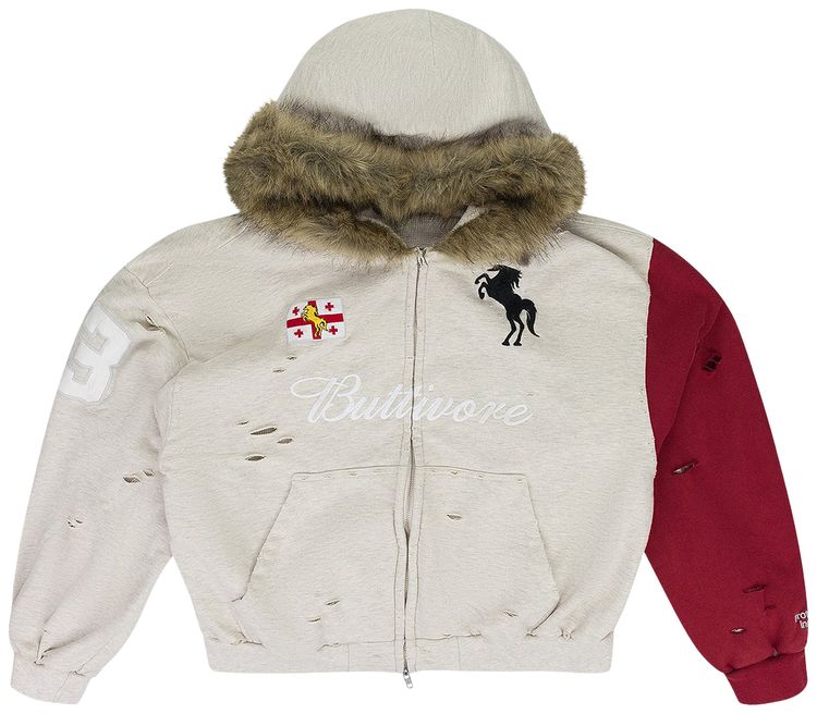 Protocol Index Buttivore Fur Lining Zip Hoodie Natural