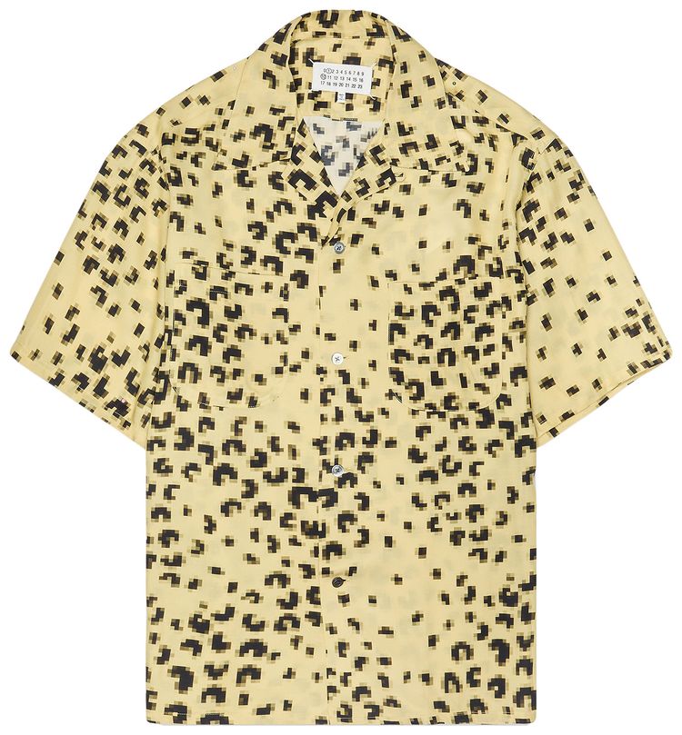 Maison Margiela Pixel Leopard Short Sleeve Shirt Yellow