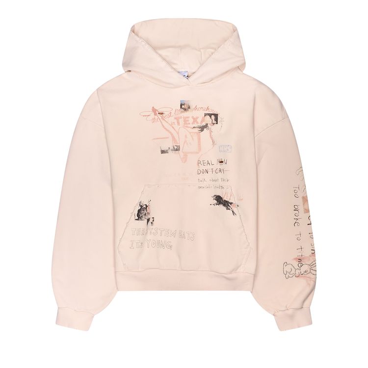 Protocol Index Hand Drawing Washed Hoodie Cream