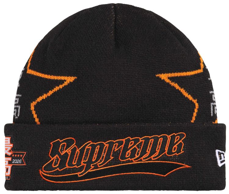 Supreme New Era Stars Beanie Black