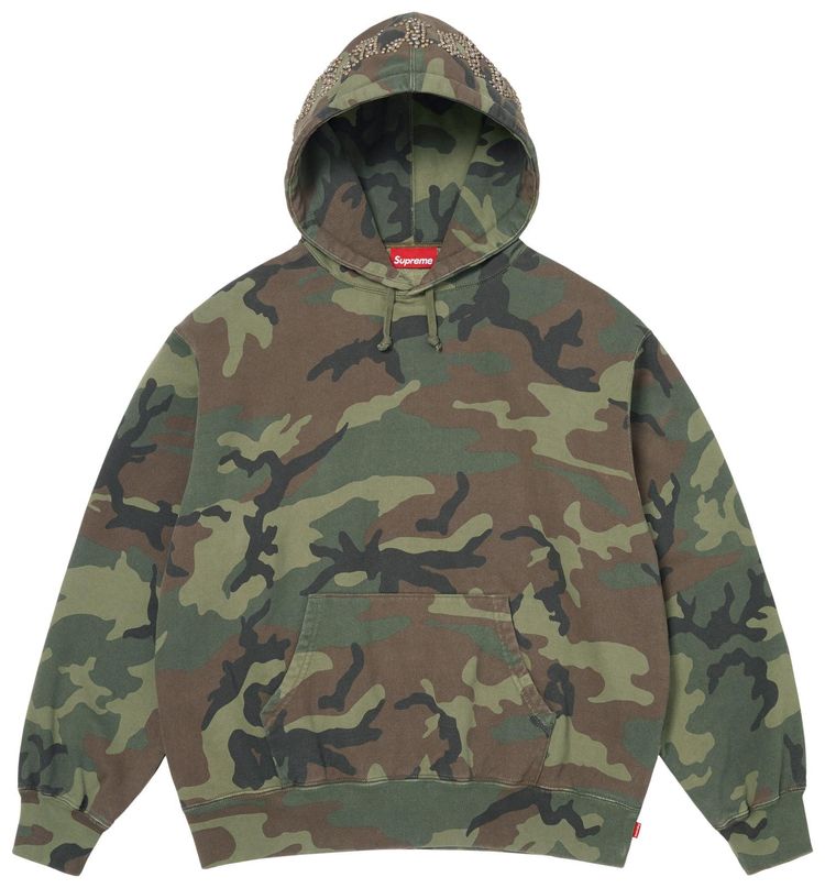 Supreme Overdyed Studded Hooded Sweatshirt Woodland Camo