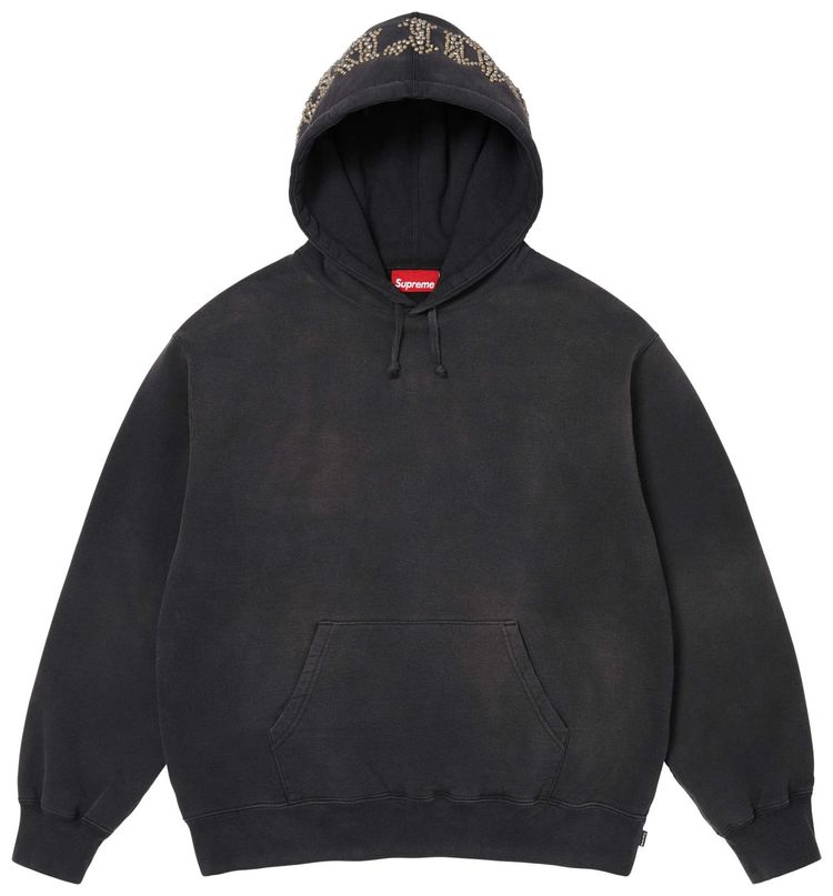 Supreme Overdyed Studded Hooded Sweatshirt Black