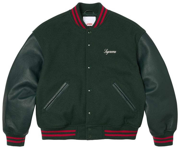 Supreme Cross Varsity Jacket Dark Green