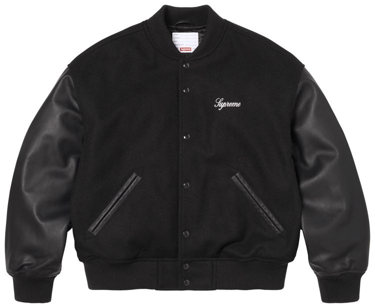 Supreme Cross Varsity Jacket Black