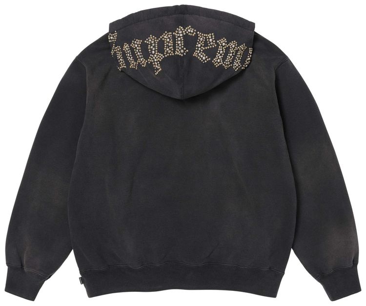 Supreme Overdyed Studded Hooded Sweatshirt Black