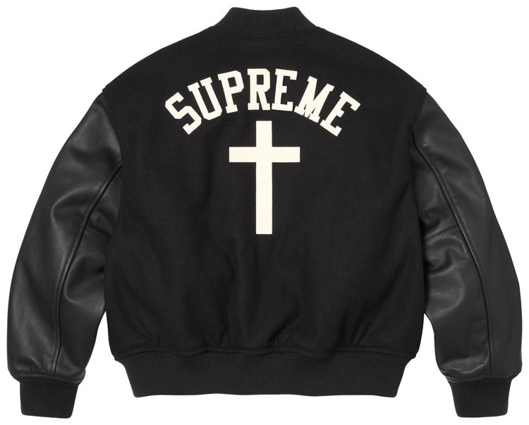 Supreme Cross Varsity Jacket Black
