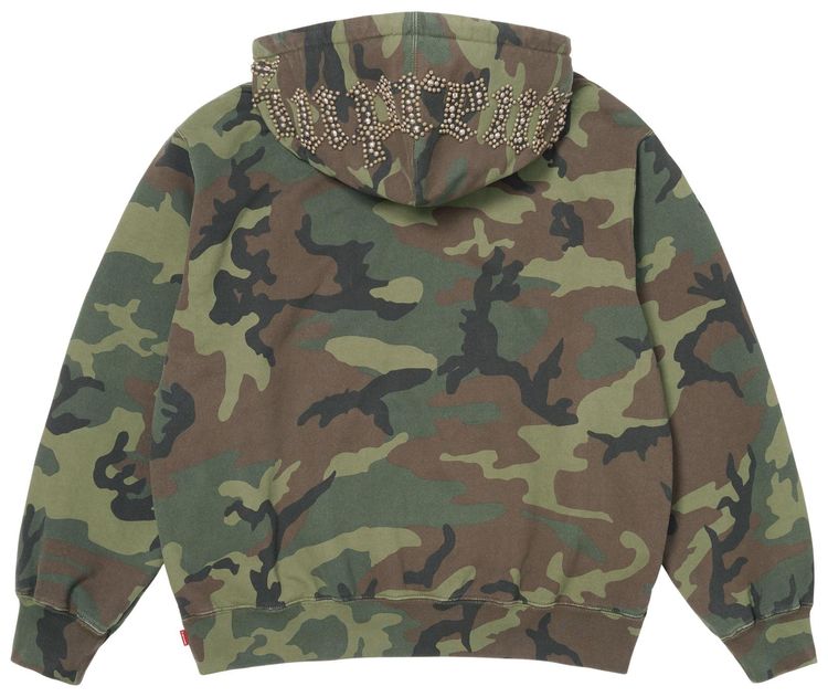 Supreme Overdyed Studded Hooded Sweatshirt Woodland Camo
