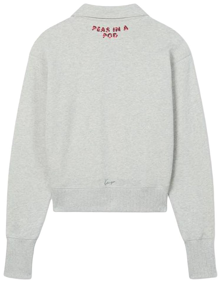 Kenzo Cartoon Embroidered Chapman Half Zip Sweatshirt Grey