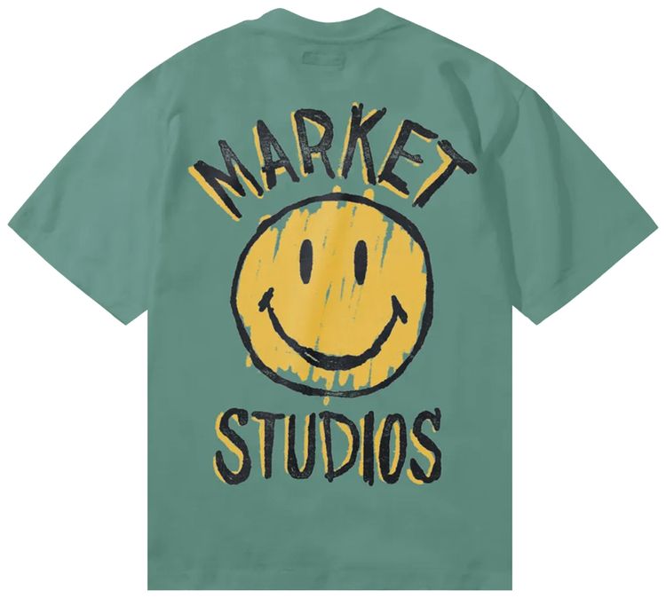 Market Smiley Doodle T Shirt Green