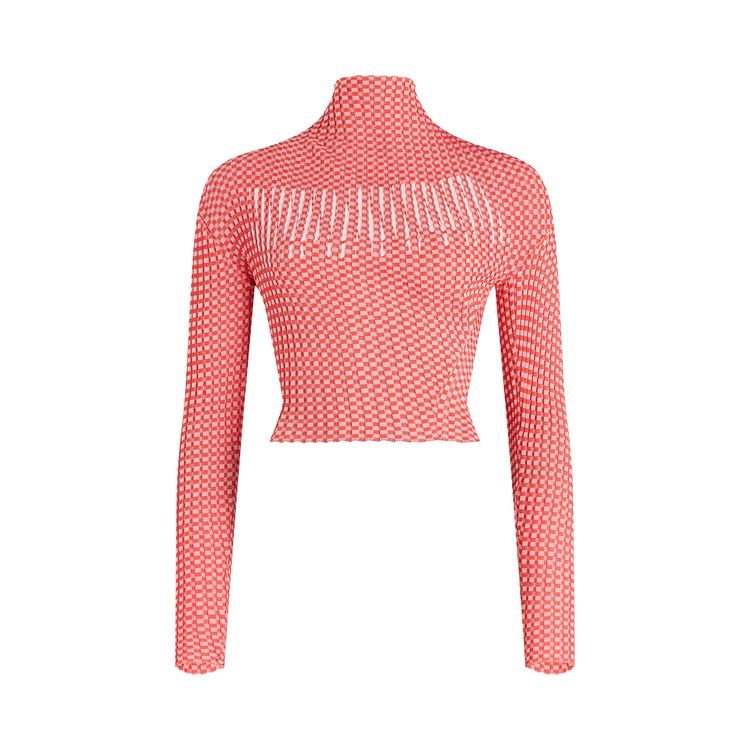 Jean Paul Gaultier Viscose Gingham Illusion Asymetric Collar Sweater Printed Junior Gaultier Logo WhiteRed
