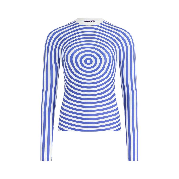 Jean Paul Gaultier Jersey Lycra Crewneck Top Printed Target WhiteNavy