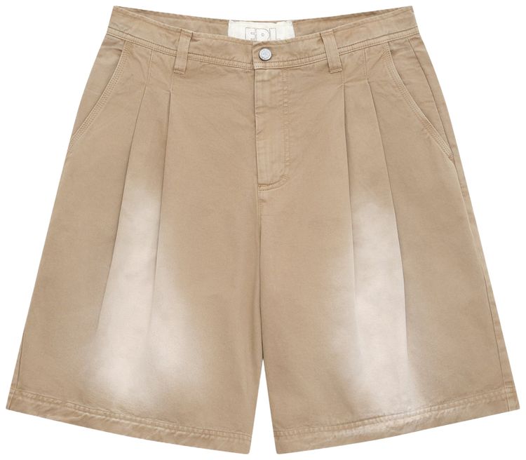 ERL Pleated Chino Shorts Woven Beige