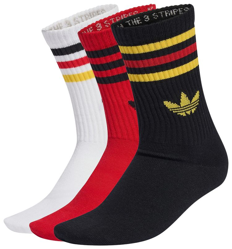 Adidas Originals 3 Stripes Crew Socks 3 Pairs White  Better Scarlet  Black