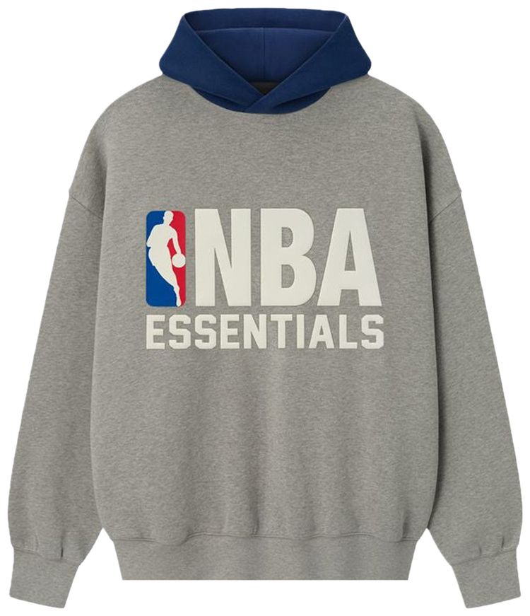 Fear of God Essentials x NBA Sports Fit Hoodie Concrete HeatherEstate Blue