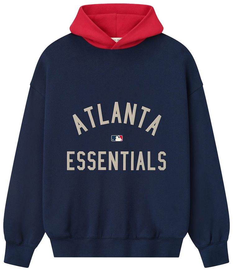 Fear of God Essentials x MLB Braves Sport Fit Pullover Hoodie Midnight NavyRed