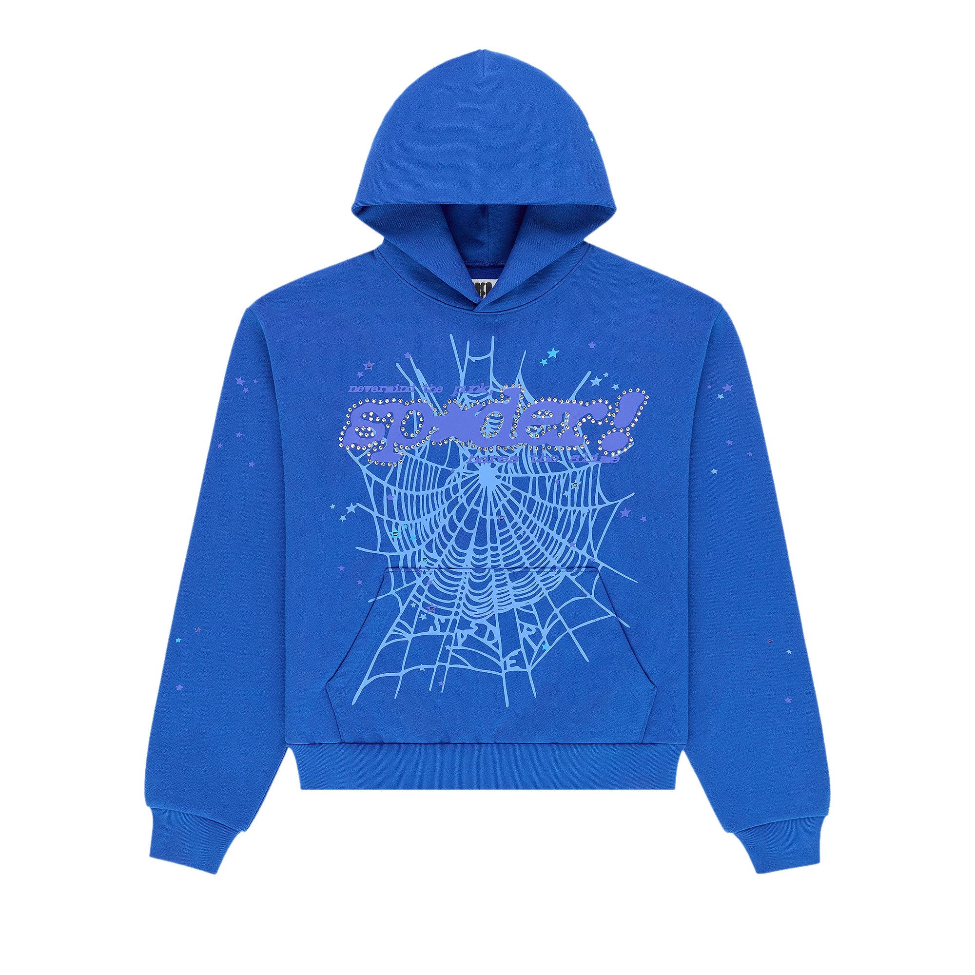 Buy Sp5der Rhinestone Punk V2 Hoodie 'Blue' - ST041SS26BLU | GOAT