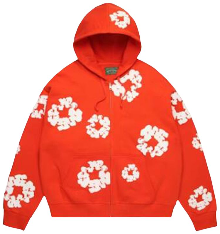 Denim Tears Cotton Wreath Zip Hoodie Dark Orange