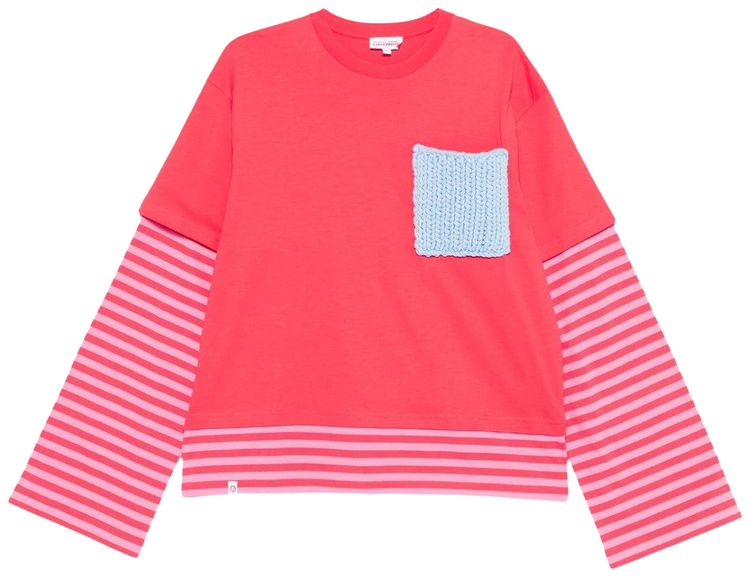 Charles Jeffrey Loverboy Long Sleeve 2 In 1 Tee Coral Stripe