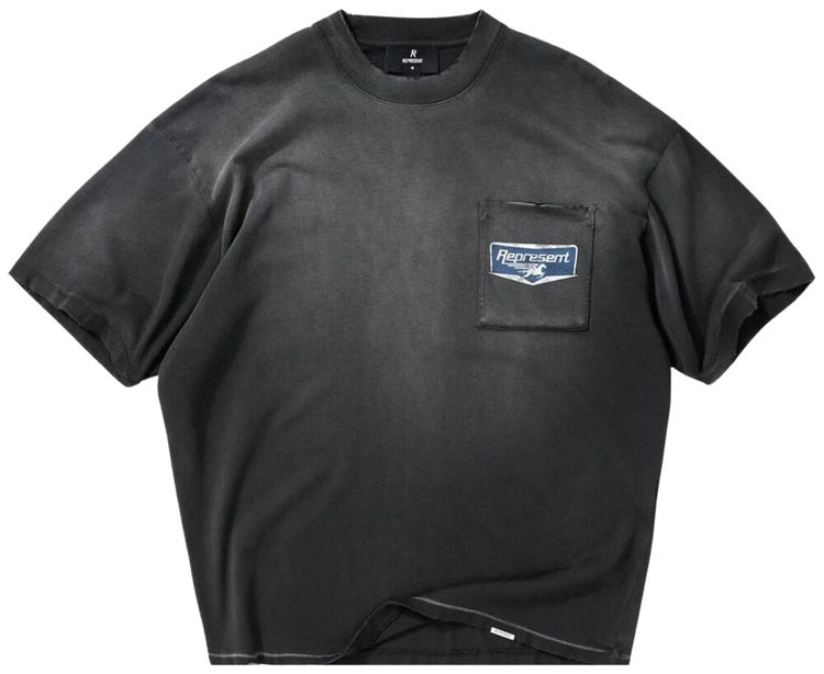 Represent Clo Nothing Faster T Shirt Stained Black