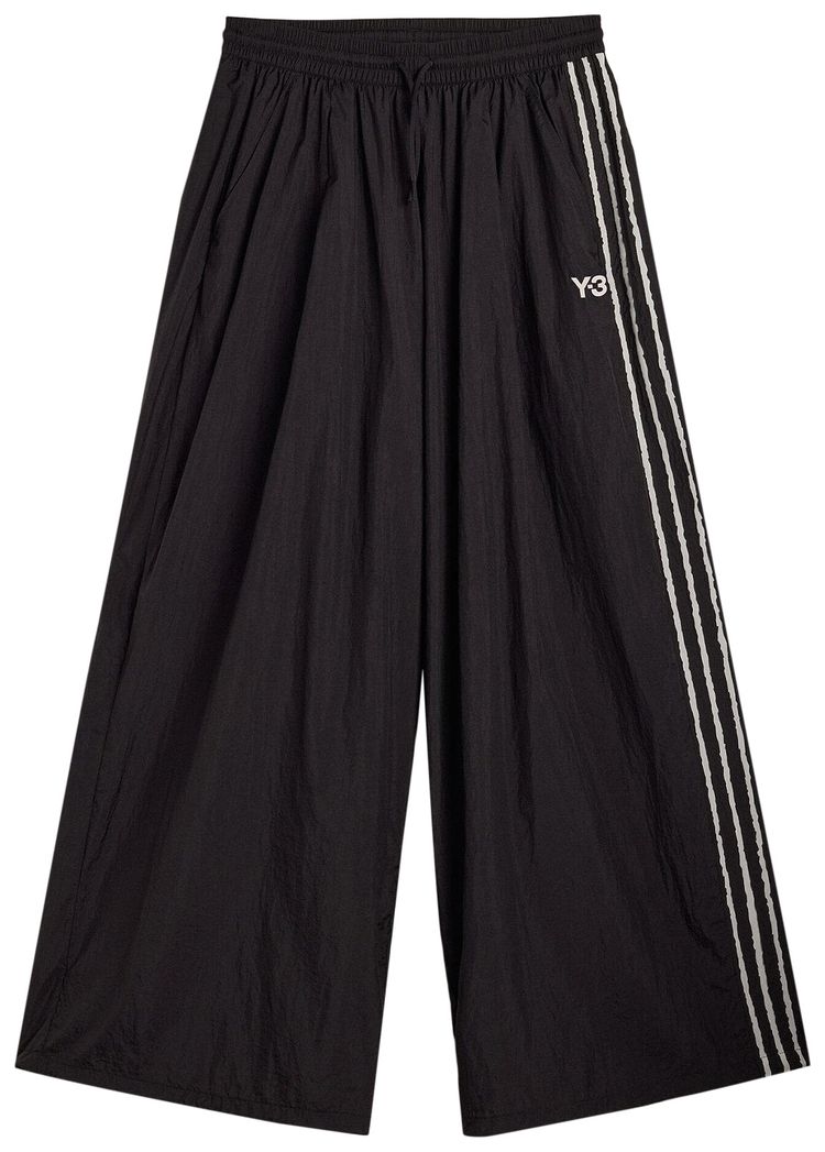 Y 3 Raw Edge 3 Stripes Wide Pants Black