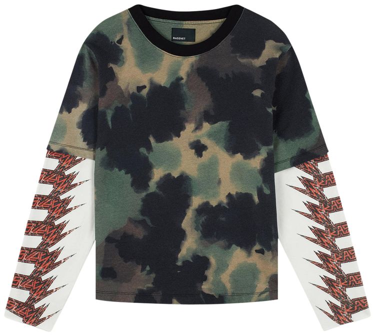 Rassvet Faux Layered Metal Long Sleeve Tee Green