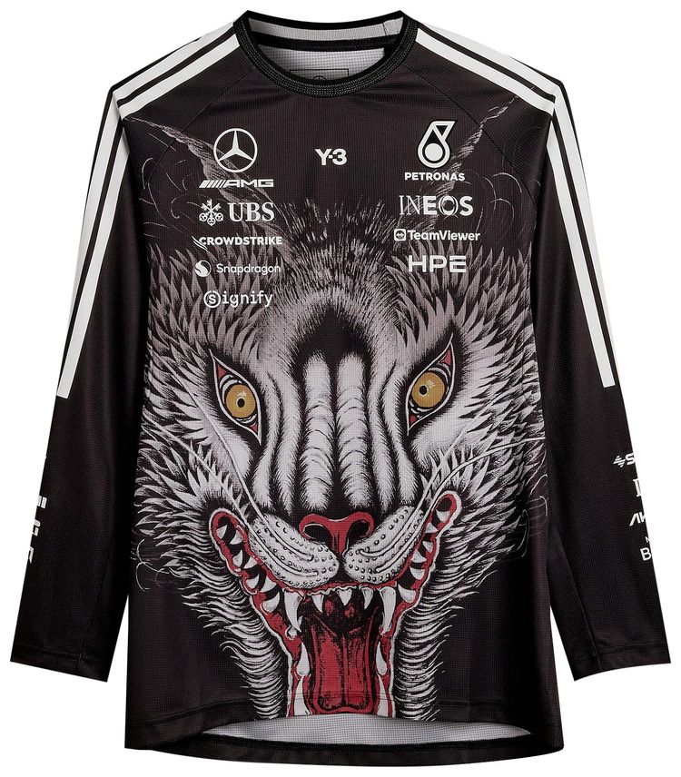 Y 3 x Mercedes AMG Petronas F1 Team Long Sleeve Jersey Black