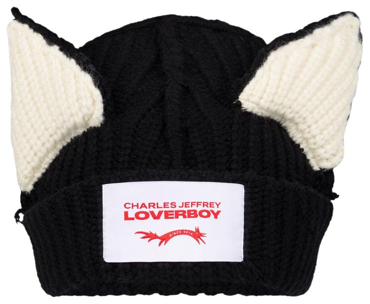 Charles Jeffrey Loverboy Chunky Ears Beanie BlackEcru