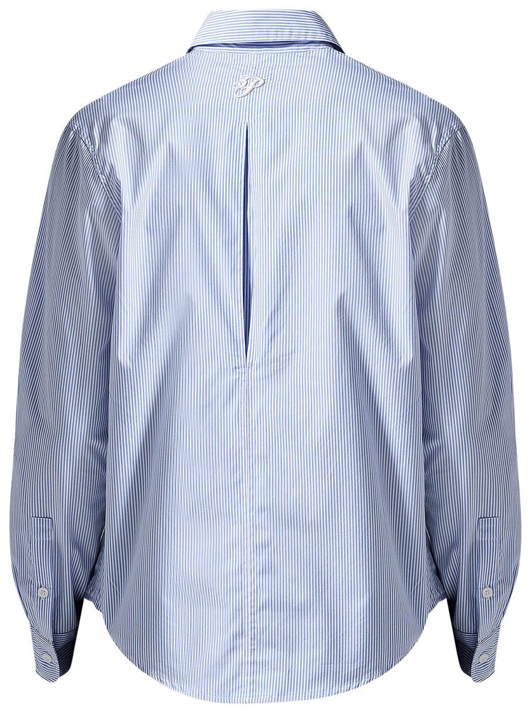 3PARADIS Dove Embroidered Button Shirt Poplin Blue StripeWhite