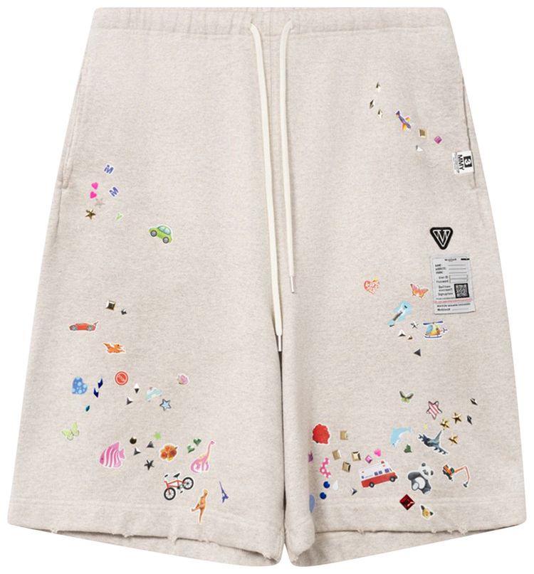 Maison Mihara Yasuhiro Sticker Shorts White