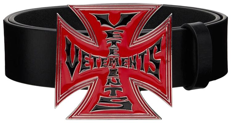 Vetements Biker Cross Logo Jumbo Belt BlackRed