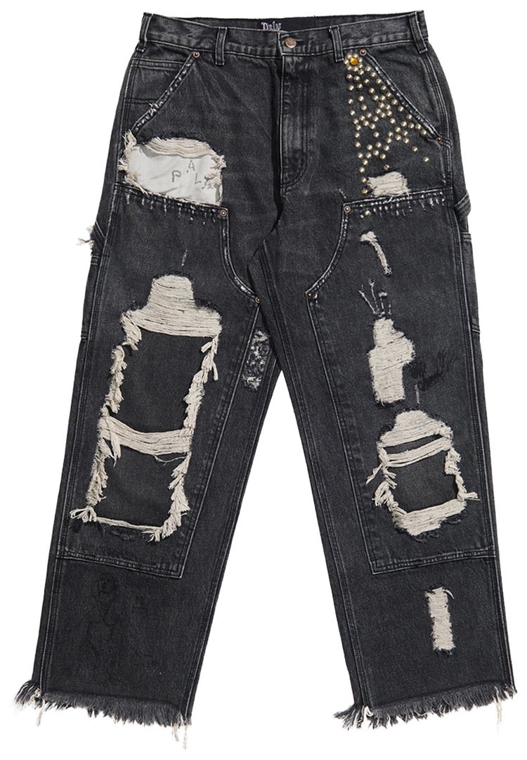 Paly Hollywood Busted Double Knee Jean Black
