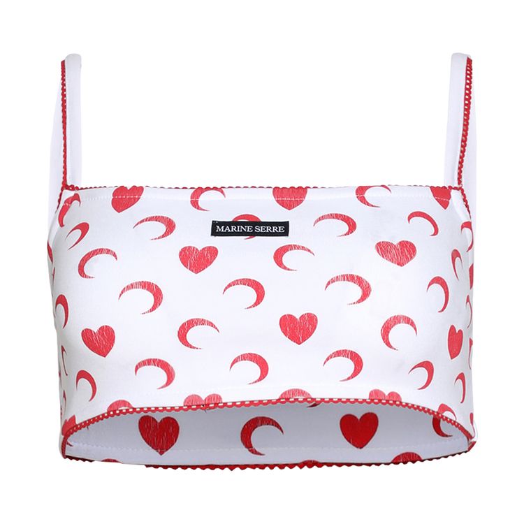Marine Serre Moon Heart Bra WhiteRed