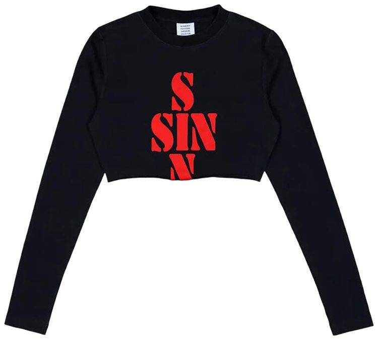 Vetements Sin Cropped Long Sleeve Black