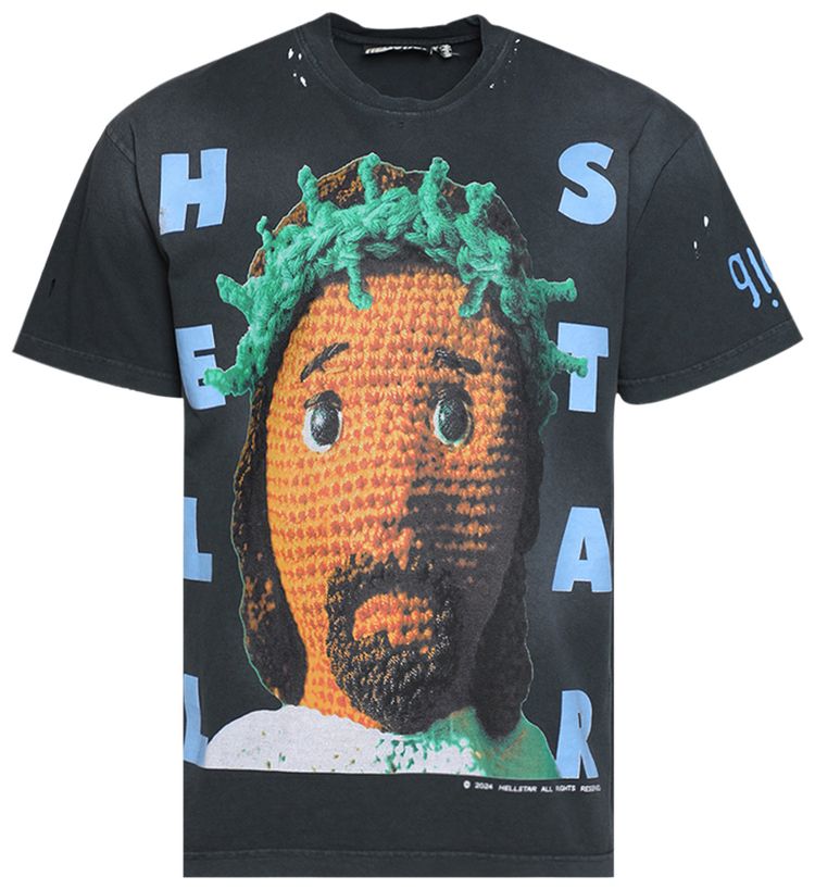 Hellstar Crochet Jesus T Shirt Black