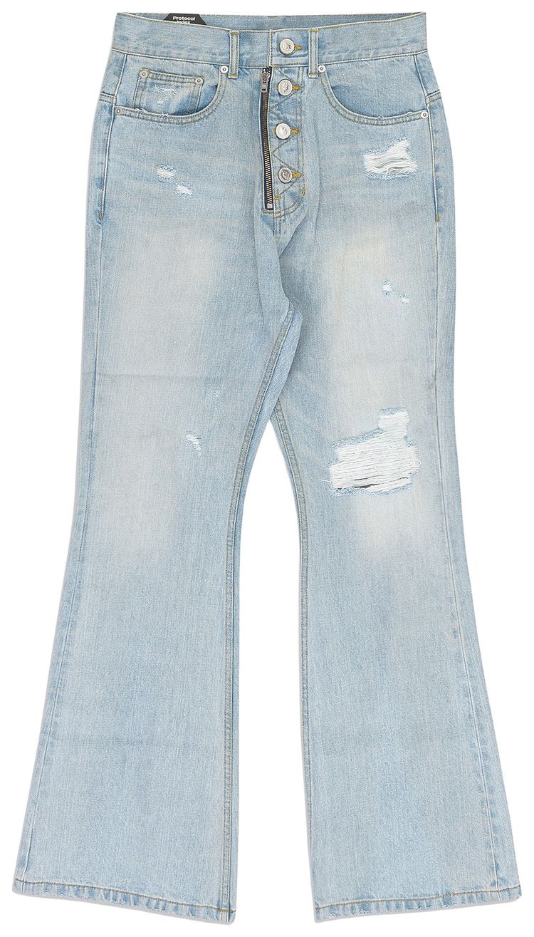 Protocol Index Double Closure Flared Denim Blue